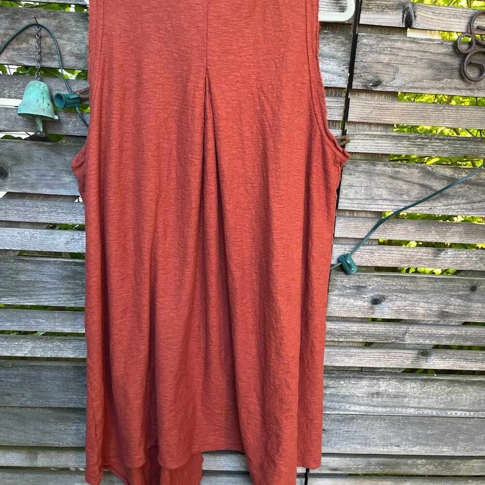 Cut Loose Rust-Brown Cotton-Linen Long Open Vest XL - Picture 4 of 5